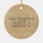 Los Angeles CA Latitude Longitude Keramisch Ornament (Voorkant)