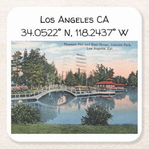 Los Angeles CA Map Coordinates  Style Kartonnen Onderzetters