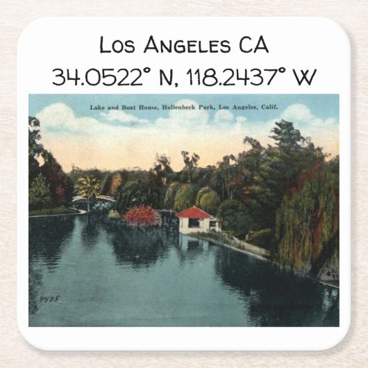 Los Angeles CA Map Coordinates  Style Kartonnen Onderzetters (Voorkant)