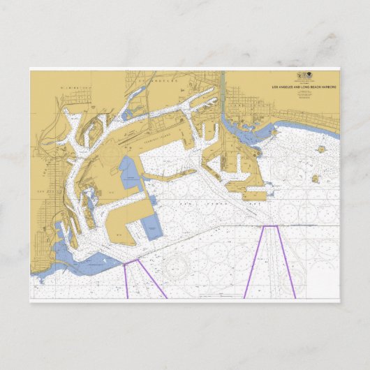Los Angeles, CA Nautical Harbor Chart Briefkaart (Voorkant)