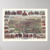 Los Angeles, CA Panoramic Map - 1891 Poster (Voorkant)