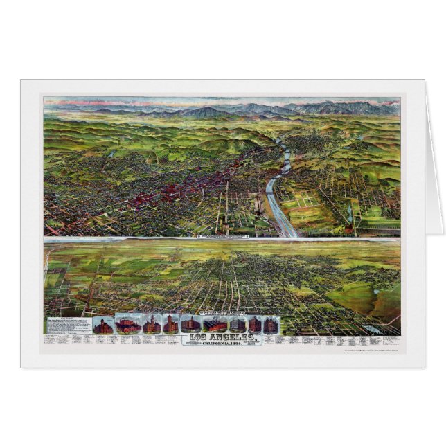 Los Angeles, CA Panoramic Map - 1894 (Voorkant Horizontaal)