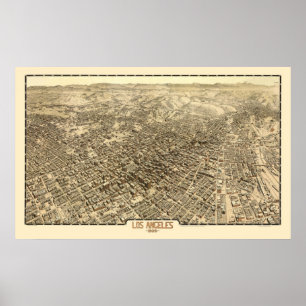 Los Angeles, CA Panoramic Map - 1909 Poster