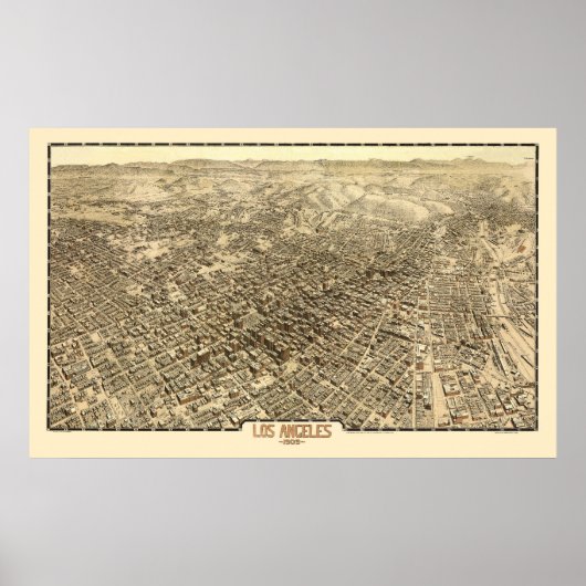 Los Angeles, CA Panoramic Map - 1909 Poster (Voorkant)