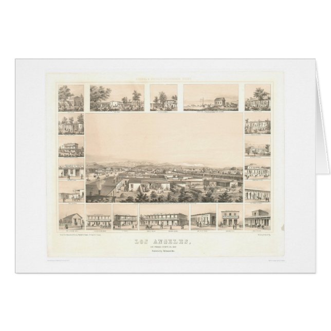 Los Angeles, CA. Panoramische kaart 1857 (0903A) (Voorkant Horizontaal)