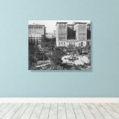 Los Angeles, CA Perishing Square en Biltmore Canvas Afdruk (Insitu (Houten vloer))