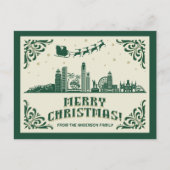 Los Angeles, CA Skyline Christmas Holiday Briefkaa Feestdagenkaart (Voorkant)