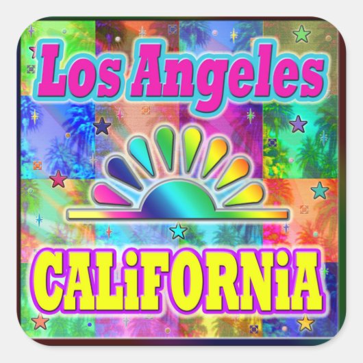 Los Angeles CA Sun & Palms Sticker (Voorkant)