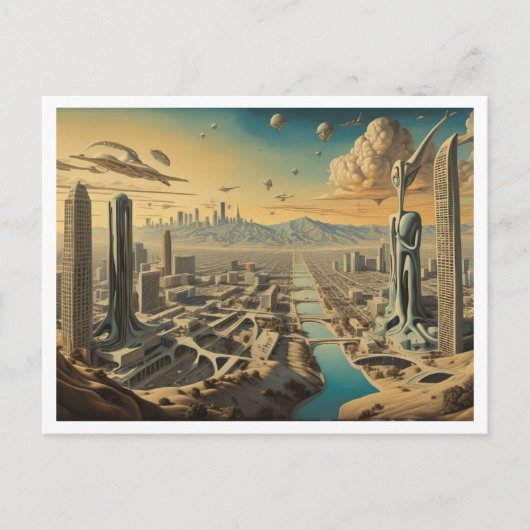 Los Angeles, CA, Surrealistisch stadsbeeld Briefkaart (Voorkant)