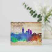 Los Angeles, CA | Waterverf City Skyline Briefkaart (Staand voorkant)