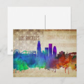 Los Angeles, CA | Waterverf City Skyline Briefkaart (Voorkant / Achterkant)