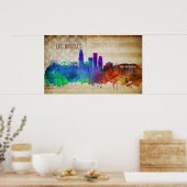 Los Angeles, CA | Waterverf City Skyline Poster (Keuken)