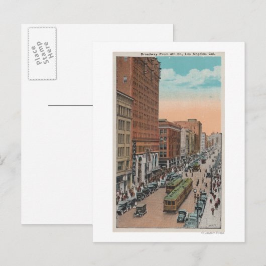 Los Angeles, CABroadway van 4th Street Uitzicht Briefkaart (Voorkant / Achterkant)