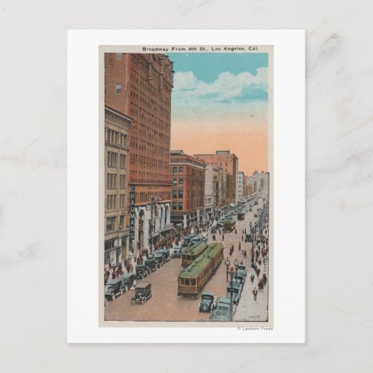 Los Angeles, CABroadway van 4th Street Uitzicht Briefkaart (Voorkant)