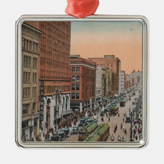 Los Angeles, CABroadway van 4th Street Uitzicht Metalen Ornament (Voorkant)