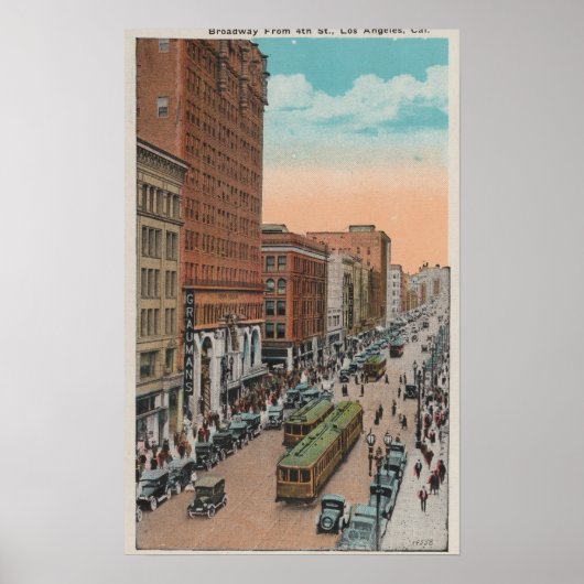 Los Angeles, CABroadway van 4th Street Uitzicht Poster (Voorkant)
