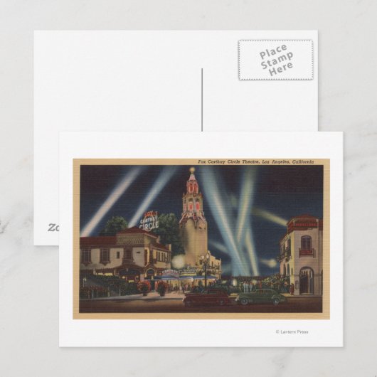 Los Angeles, CAFox Carthay Circle Theater Uitzicht Briefkaart (Voorkant / Achterkant)