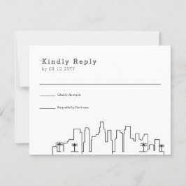 Los Angeles, Cali Bruiloft | Gestileerde Skyline R RSVP Kaartje