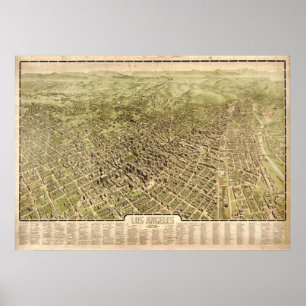 Los Angeles California 1909 Antiek Panoramische Ka Poster