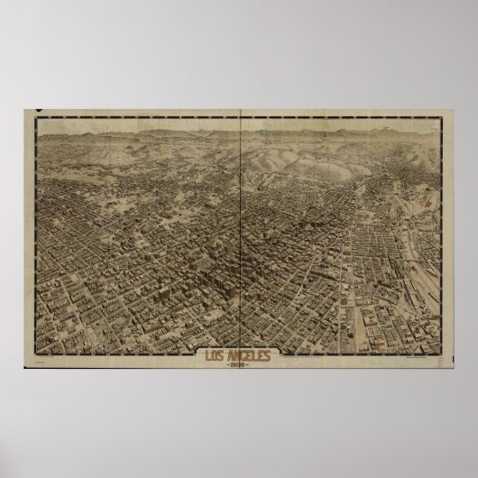 Los Angeles California 1909 Panorama Poster (Voorkant)