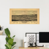 Los Angeles California Antiek Panorama Poster (Thuiskantoor)