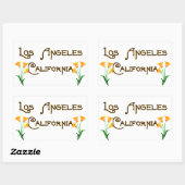 Los Angeles California Art Deco Poppies Logo Rechthoekige Sticker (Vel)