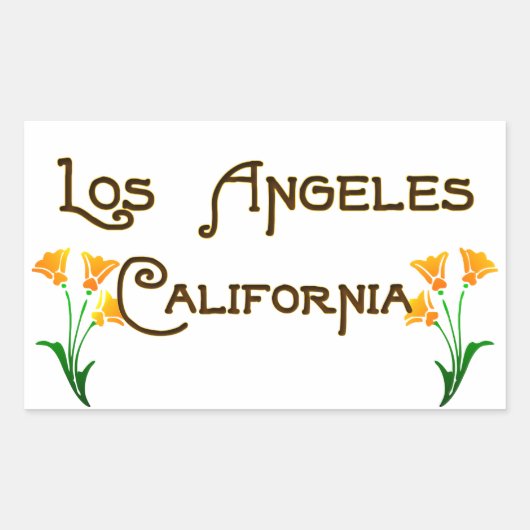 Los Angeles California Art Deco Poppies Logo Rechthoekige Sticker (Voorkant)