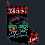 Los Angeles California Beach Chairs Sunset Kleine Kerstsok<br><div class="desc">Los Angeles California Beach Chairs Sunset Palm Tree Small Kerststop. Geniet van een kerstvakantie op het strand. Hang deze schattige kousen van de schoorsteen op voor een voorraad vol goodies op kerstavond.</div>