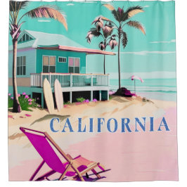 Los Angeles California Beach Home Decor Douchegordijn