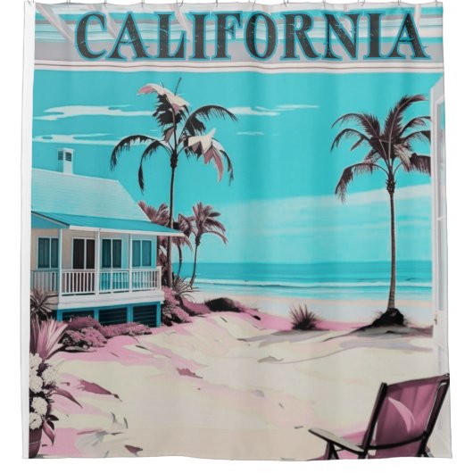 Los Angeles California Beach Home Decor Douchegordijn (Voorkant)