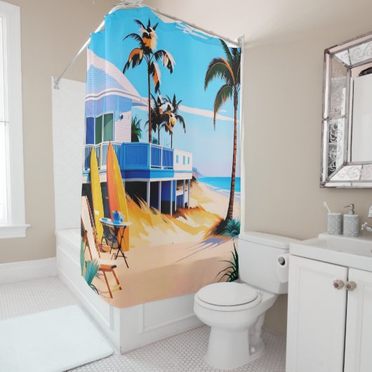 Los Angeles California Beach Home Decor Douchegordijn (In situ)