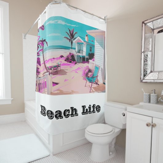 Los Angeles California Beach Home Decor Douchegordijn (In situ)
