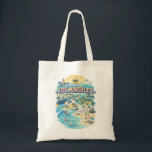 Los Angeles California Beach Life Illustration Tote Bag<br><div class="desc">“Los Angeles California Beach Life Illustration | Retro Coastal Travel Art | Sunny West Coast Vacation Design“ Celebrate the vibrant spirit of the West Coast with this colorful Los Angeles inspired illustration. This playful travel-style artwork captures the relaxed energy of California beach culture with sunshine, palm trees, coastal scenery, and...</div>