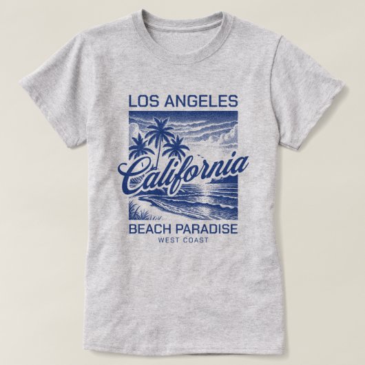 Los Angeles California Beach Paradise Westkust T-shirt (Design voorkant)