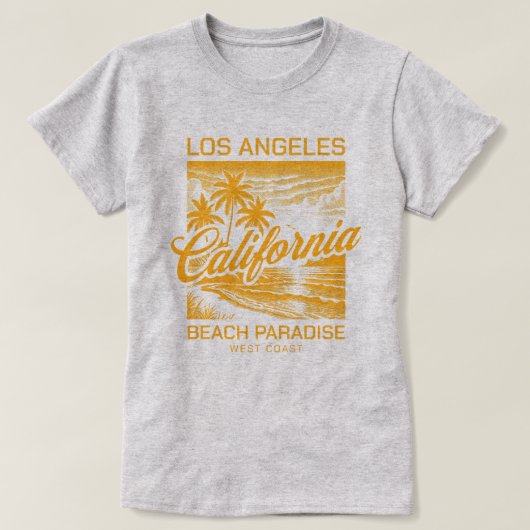 Los Angeles California Beach Paradise Westkust T-shirt (Design voorkant)