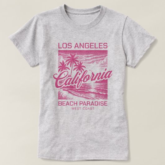 Los Angeles California Beach Paradise Westkust T-shirt (Design voorkant)