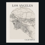 Los Angeles California Boho Arch Street Map Poster<br><div class="desc">Los Angeles California Boho Minimale Arch Full Beige Color Street Map</div>