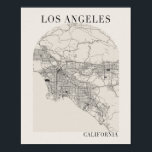Los Angeles California Boho Arch Street Map Poster<br><div class="desc">Los Angeles California Boho Minimale Arch Full Beige Color Street Map</div>