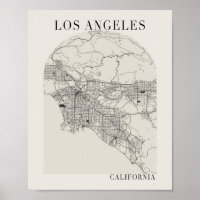 Los Angeles California Boho Arch Street Map