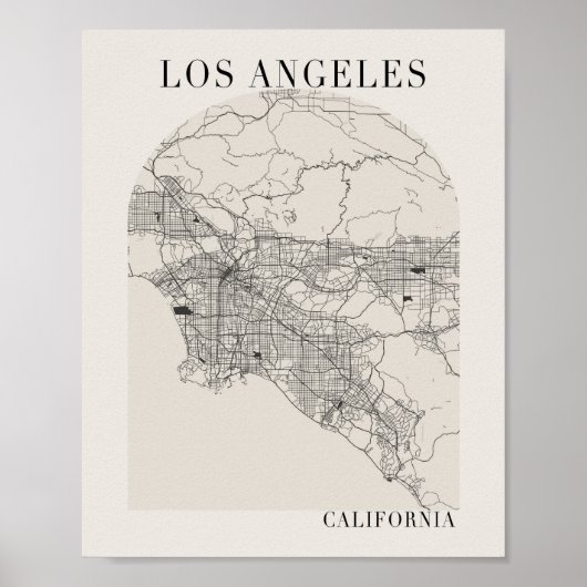 Los Angeles California Boho Arch Street Map Poster (Voorkant)