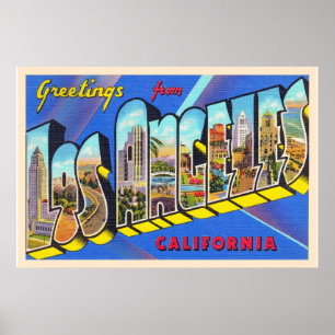 Los Angeles California CA Large Letter Briefkaart Poster
