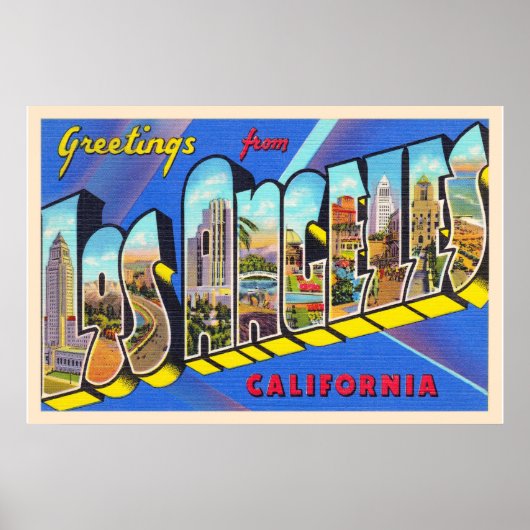 Los Angeles California CA Large Letter Briefkaart Poster (Voorkant)