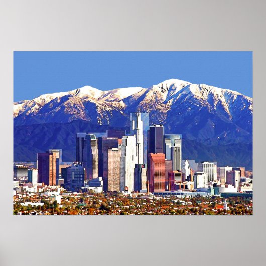 Los Angeles California City en San Gabriel Mountai Poster (Voorkant)