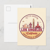 Los Angeles California City Skyline-embleem Briefkaart (Voorkant / Achterkant)