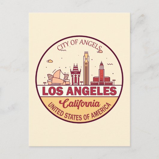 Los Angeles California City Skyline-embleem Briefkaart (Voorkant)