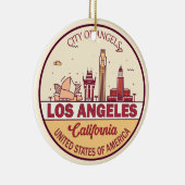 Los Angeles California City Skyline-embleem Keramisch Ornament (Rechts)