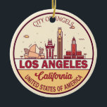 Los Angeles California City Skyline-embleem Keramisch Ornament<br><div class="desc">Los Angeles minimalistisch,  kleurrijk kunstontwerp met monumenten en bezienswaardigheden van de stad in Californië.</div>