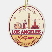 Los Angeles California City Skyline-embleem Keramisch Ornament (Links)