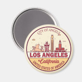 Los Angeles California City Skyline-embleem Magneet (Voorkant / Achterkant)