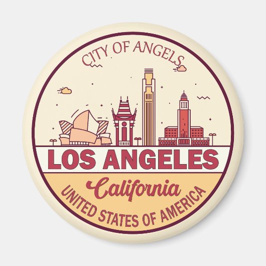 Los Angeles California City Skyline-embleem Magneet (Voorkant)